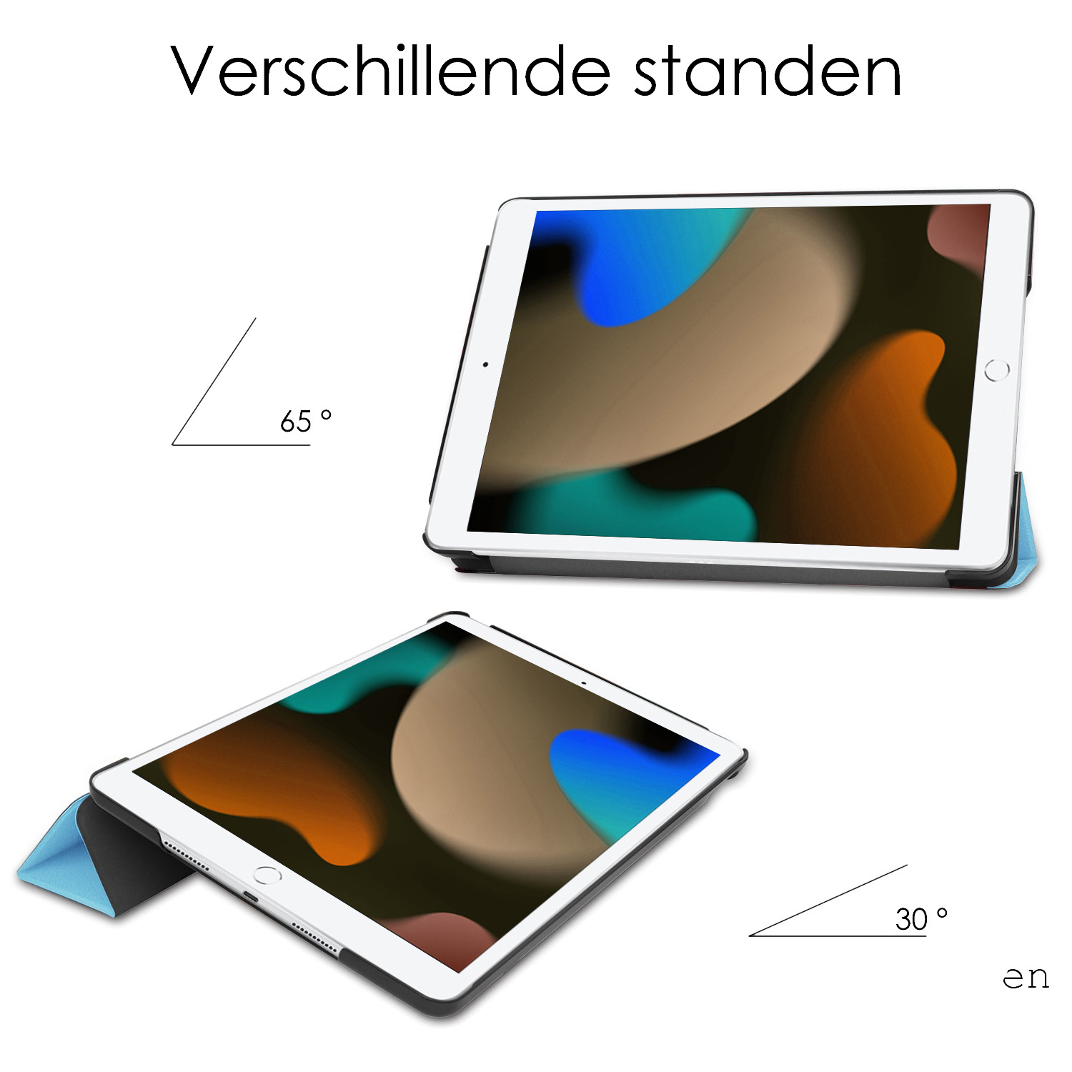 NoXx Hoesje Geschikt voor iPad 10.2 2021 Hoesje Case Hard Cover Hoes Book Case - Lichtblauw