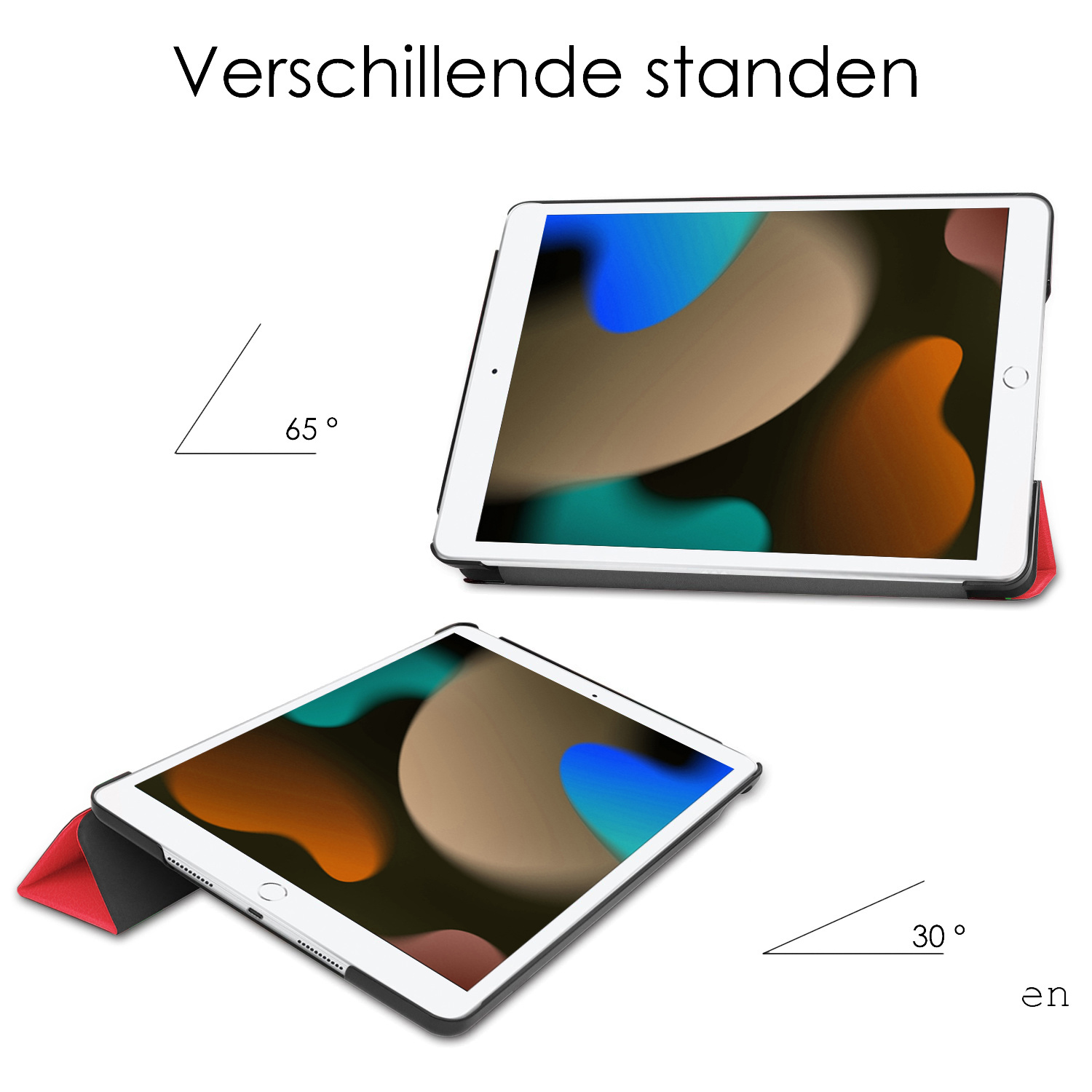 NoXx Hoesje Geschikt voor iPad 10.2 2021 Hoesje Case Hard Cover Hoes Book Case - Rood