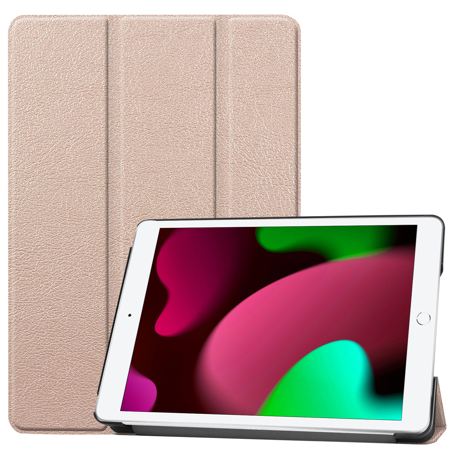 Nomfy Hoes Geschikt voor iPad 10.2 2021 Hoes Tri-fold Tablet Hoesje Case - Hoesje Geschikt voor iPad 9 Hoesje Hardcover Bookcase - Goud