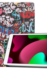 Nomfy Hoes Geschikt voor iPad 10.2 2021 Hoes Tri-fold Tablet Hoesje Case - Hoesje Geschikt voor iPad 9 Hoesje Hardcover Bookcase - Graffity