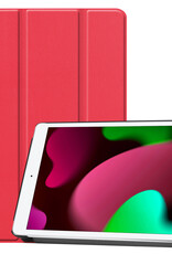 Nomfy Hoes Geschikt voor iPad 10.2 2021 Hoes Tri-fold Tablet Hoesje Case - Hoesje Geschikt voor iPad 9 Hoesje Hardcover Bookcase - Rood