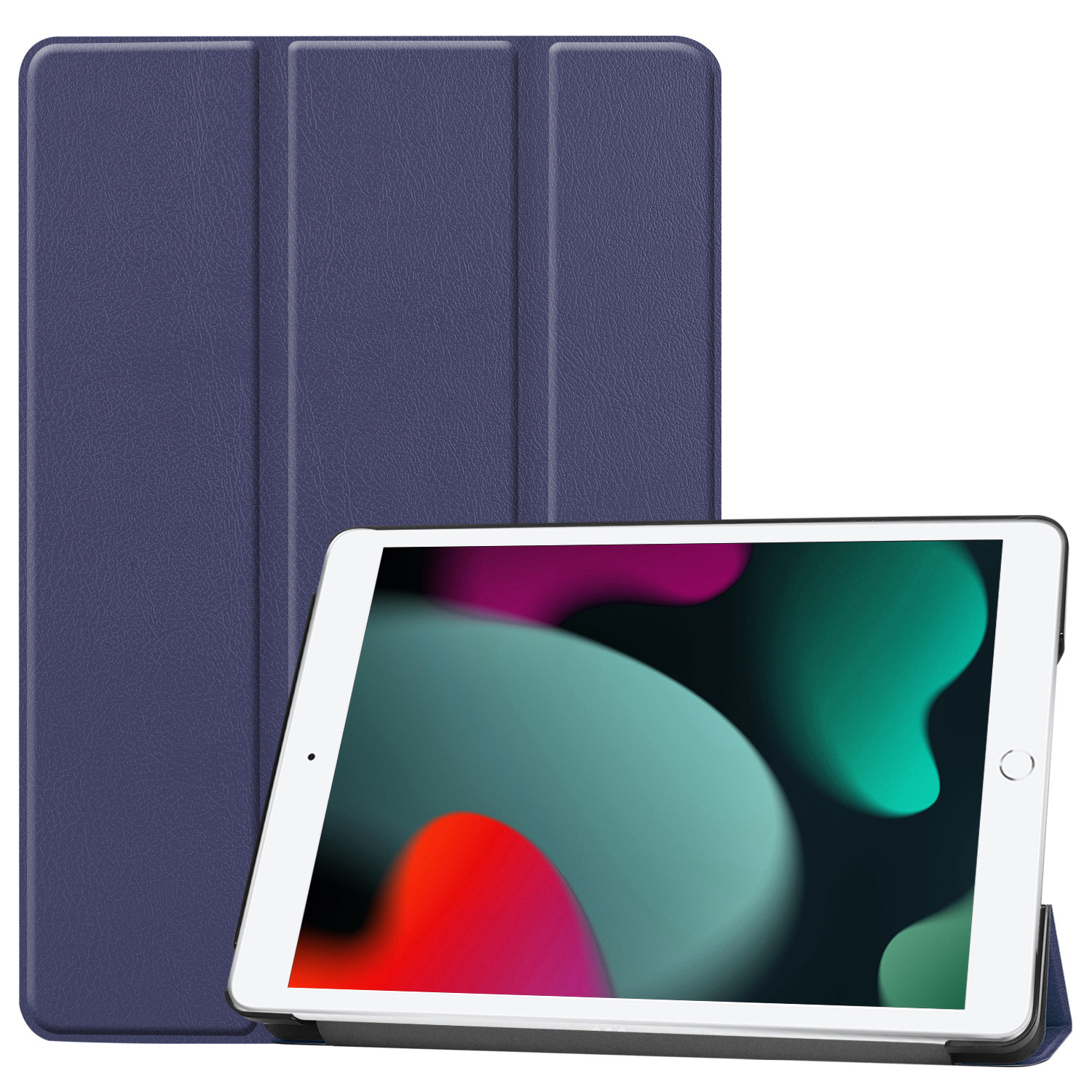 BASEY. Hoesje Geschikt voor iPad 10.2 2019 Hoes Case Tablet Hoesje Tri-fold - Hoes Geschikt voor iPad 7 Hoesje Hard Cover Bookcase Hoes - Donkerblauw