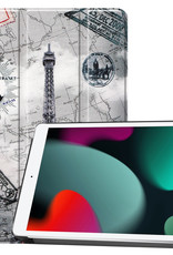 BASEY. Hoesje Geschikt voor iPad 10.2 2019 Hoes Case Tablet Hoesje Tri-fold - Hoes Geschikt voor iPad 7 Hoesje Hard Cover Bookcase Hoes - Eiffeltoren