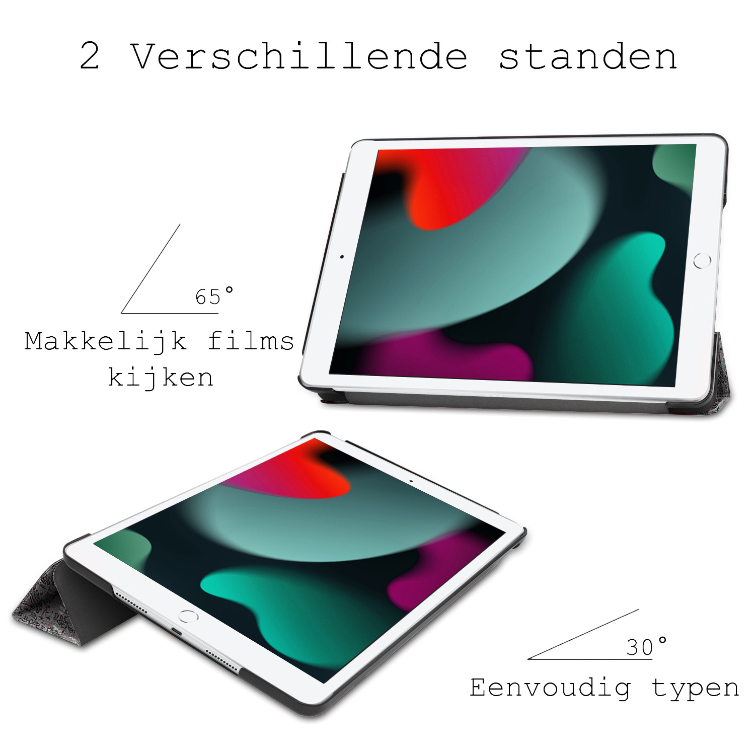 BASEY. Hoesje Geschikt voor iPad 10.2 2019 Hoes Case Tablet Hoesje Tri-fold - Hoes Geschikt voor iPad 7 Hoesje Hard Cover Bookcase Hoes - Eiffeltoren