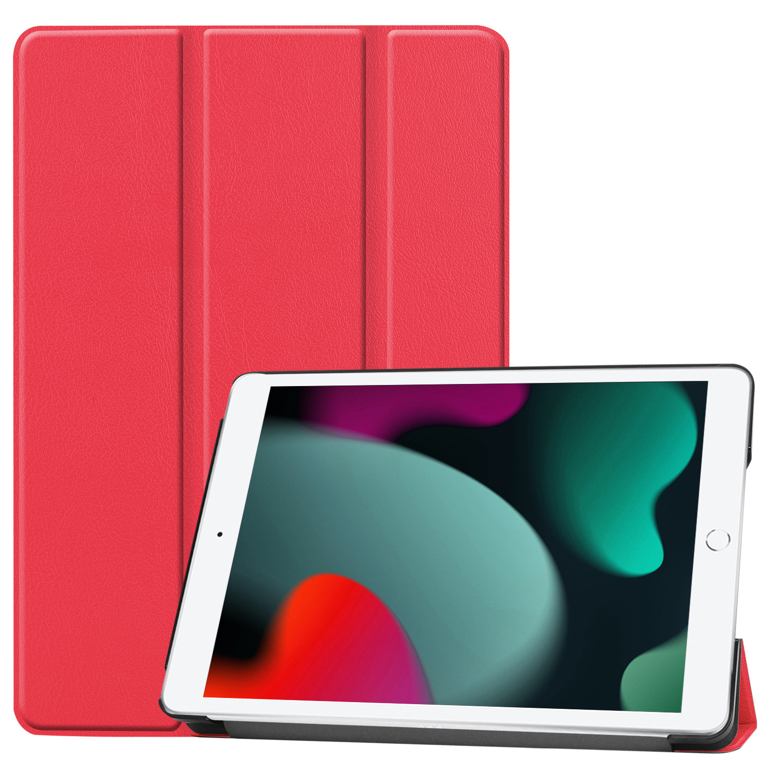 BASEY. Hoesje Geschikt voor iPad 10.2 2019 Hoes Case Tablet Hoesje Tri-fold - Hoes Geschikt voor iPad 7 Hoesje Hard Cover Bookcase Hoes - Rood