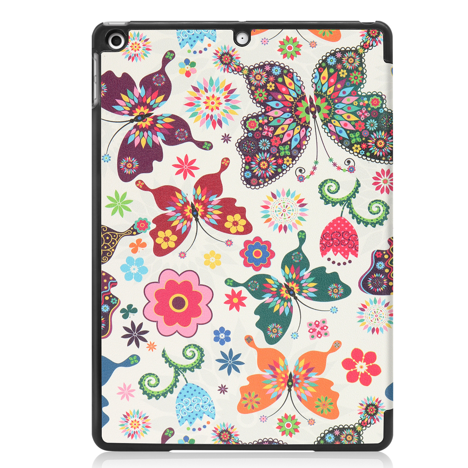 BASEY. Hoesje Geschikt voor iPad 10.2 2019 Hoes Case Tablet Hoesje Tri-fold - Hoes Geschikt voor iPad 7 Hoesje Hard Cover Bookcase Hoes - Vlinders