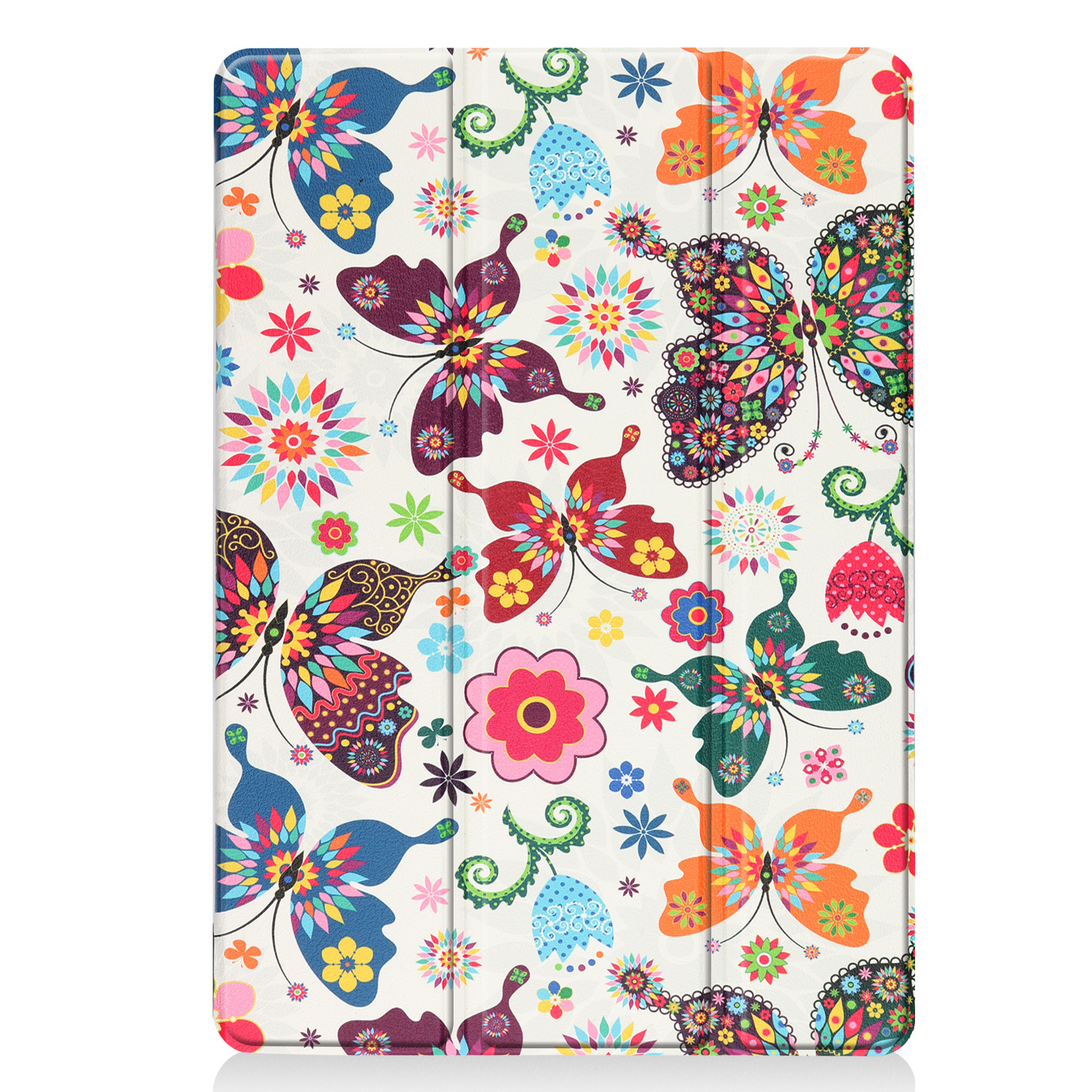 BASEY. Hoesje Geschikt voor iPad 10.2 2019 Hoes Case Tablet Hoesje Tri-fold - Hoes Geschikt voor iPad 7 Hoesje Hard Cover Bookcase Hoes - Vlinders