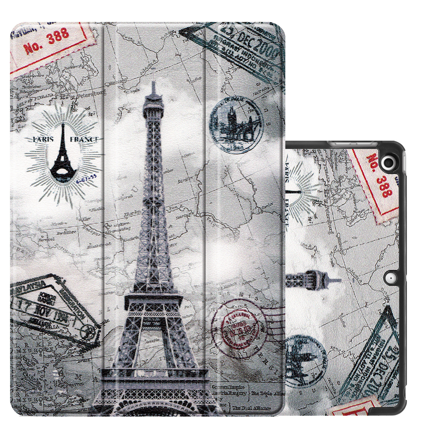 NoXx Hoesje Geschikt voor iPad 10.2 2019 Hoesje Case Hard Cover Hoes Book Case - Eiffeltoren