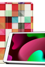 Nomfy Hoes Geschikt voor iPad 10.2 2019 Hoes Tri-fold Tablet Hoesje Case - Hoesje Geschikt voor iPad 7 Hoesje Hardcover Bookcase - Blokken