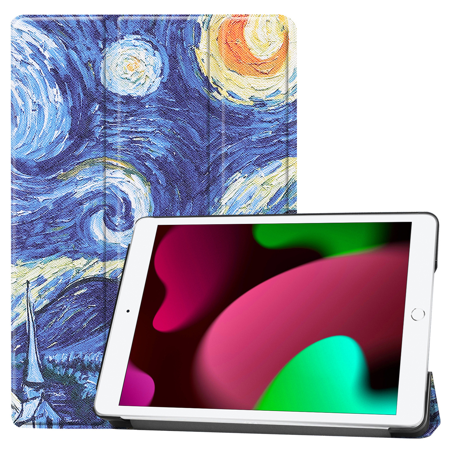 Nomfy iPad 10.2 2019 Hoesje Book Case Hoes - iPad 10.2 2019 Hoes Hardcover Case Hoesje - Sterrenhemel