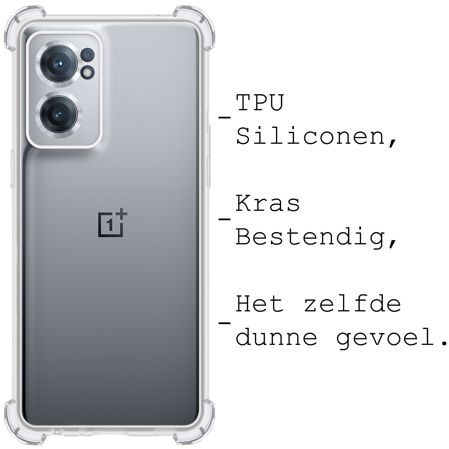 BASEY. Hoes Geschikt voor OnePlus Nord CE 2 Hoesje Shock Proof Case Hoes Siliconen - Hoesje Geschikt voor OnePlus Nord CE 2 Hoes Cover Shockproof - Transparant