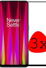 BASEY. OnePlus Nord CE 2 Screenprotector Tempered Glass Full Cover - OnePlus Nord CE 2 Beschermglas Screen Protector Glas - 3 Stuks