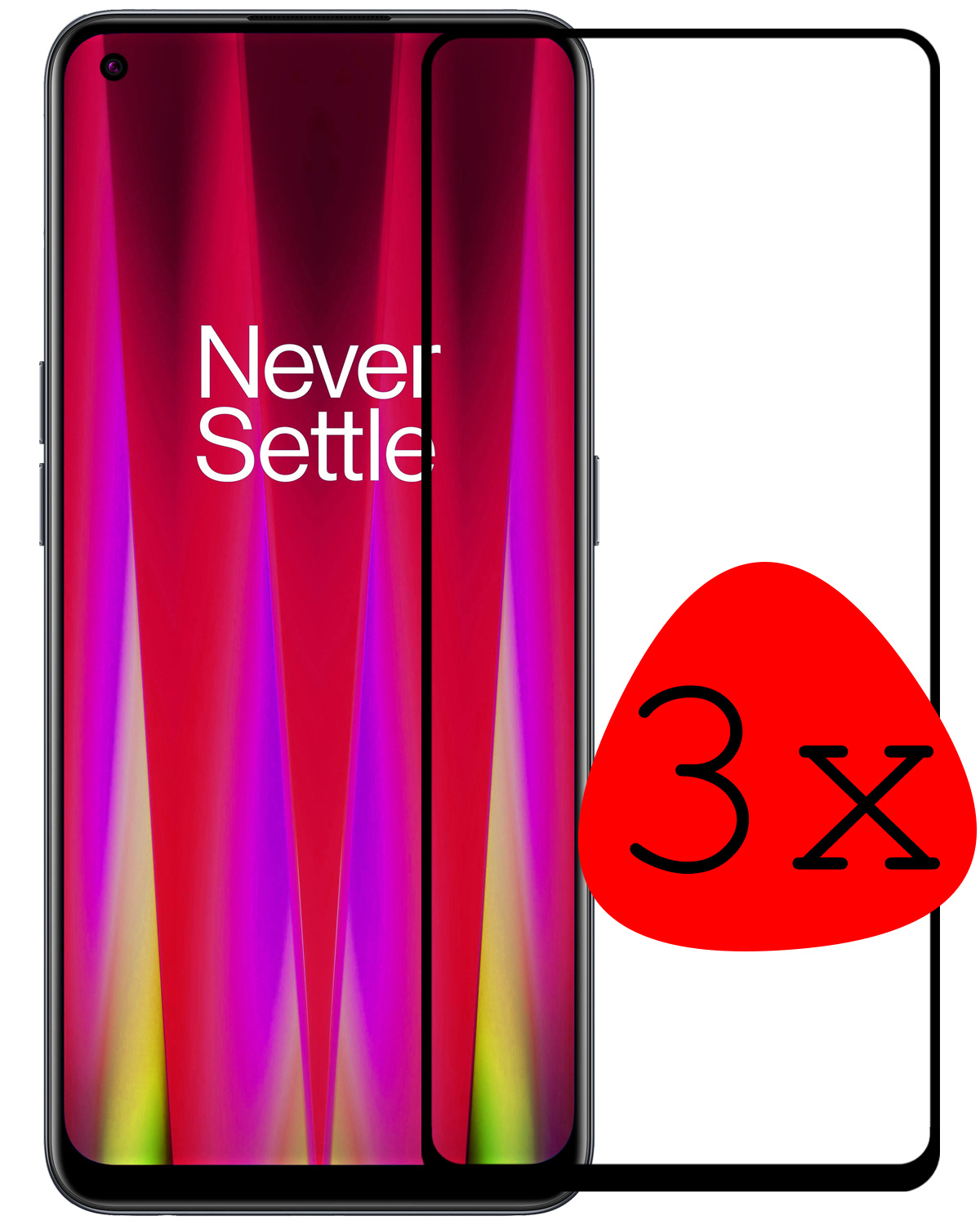 BASEY. Screenprotector Geschikt voor OnePlus Nord CE 2 Screenprotector Beschermglas Full Cover - Screenprotector Geschikt voor OnePlus Nord CE 2 Screen Protector Full Cover - 3 Stuks