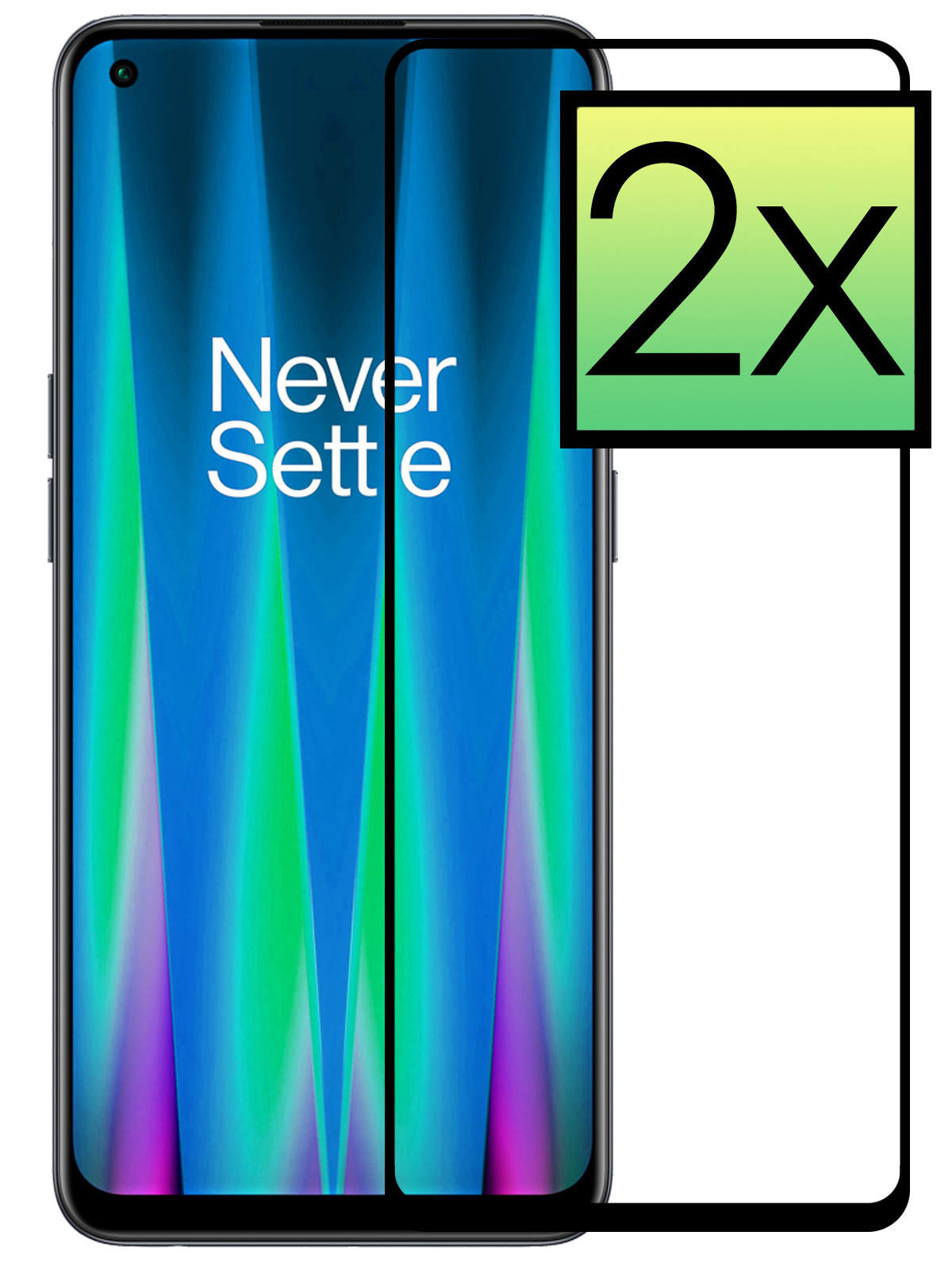 NoXx OnePlus Nord CE 2 Screenprotector Tempered Glass Full Cover Gehard Glas Beschermglas - 2x