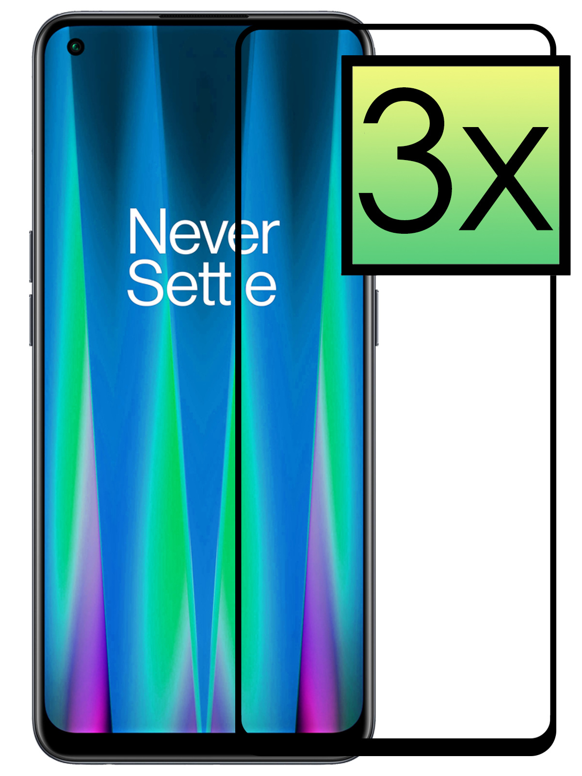 NoXx Screenprotector Geschikt voor OnePlus Nord CE 2 Screenprotector Tempered Glass Gehard Glas Full Cover - 3x