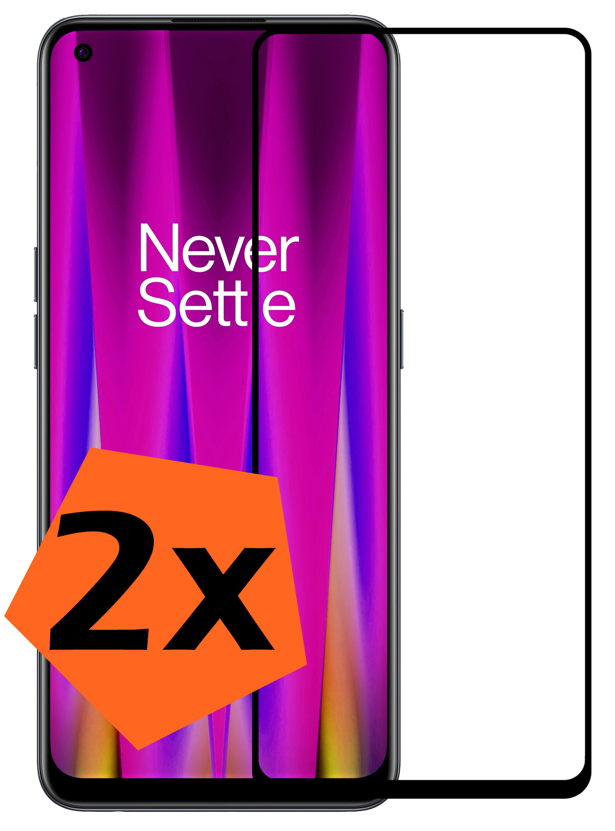 Nomfy OnePlus Nord CE 2 Screenprotector Bescherm Glas Tempered Glass Full Cover - OnePlus Nord CE 2 Screen Protector - 2x