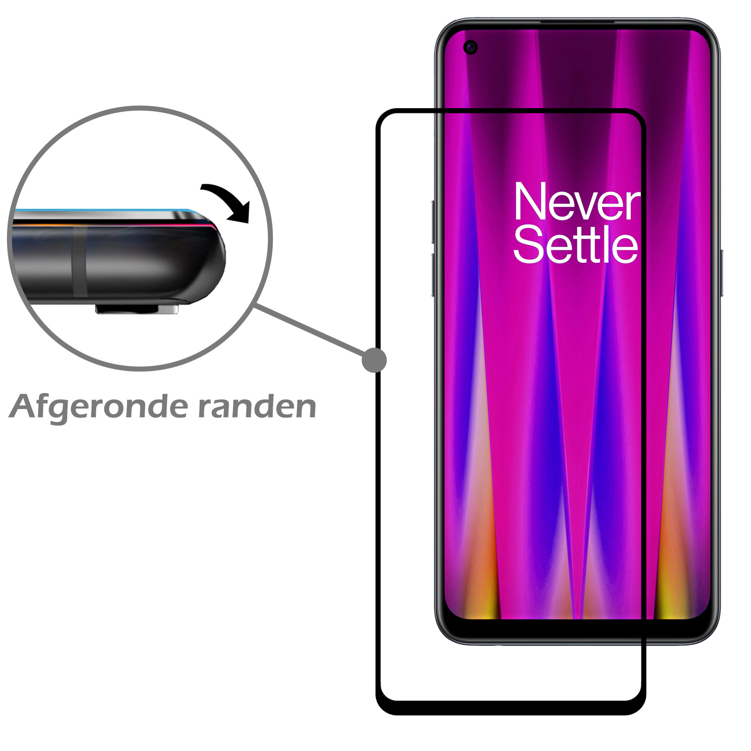Nomfy OnePlus Nord CE 2 Screenprotector Bescherm Glas Tempered Glass Full Cover - OnePlus Nord CE 2 Screen Protector - 3x