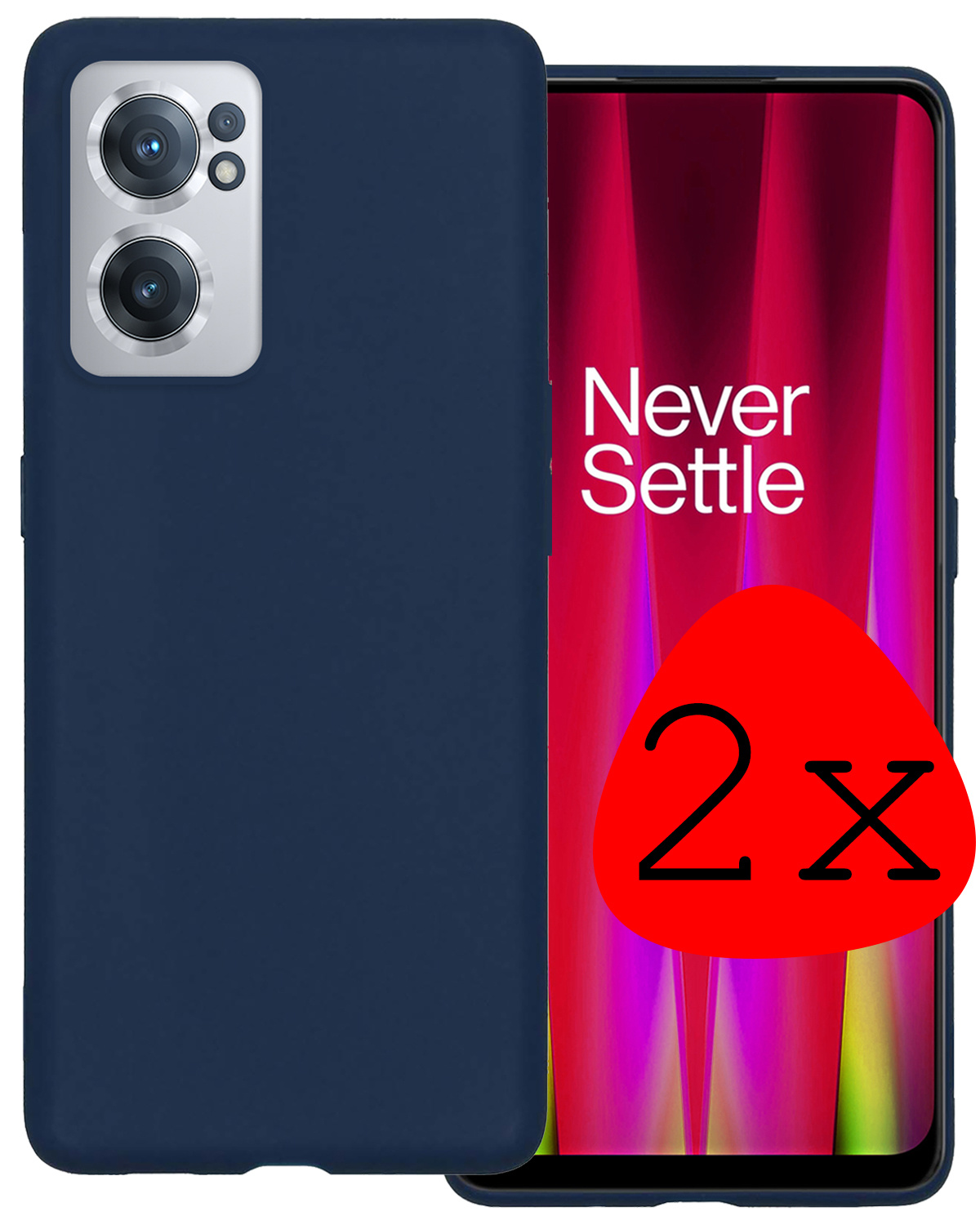 BASEY. Hoes Geschikt voor OnePlus Nord CE 2 Hoesje Siliconen Back Cover Case - Hoesje Geschikt voor OnePlus Nord CE 2 Hoes Cover Hoesje - Donkerblauw - 2 Stuks