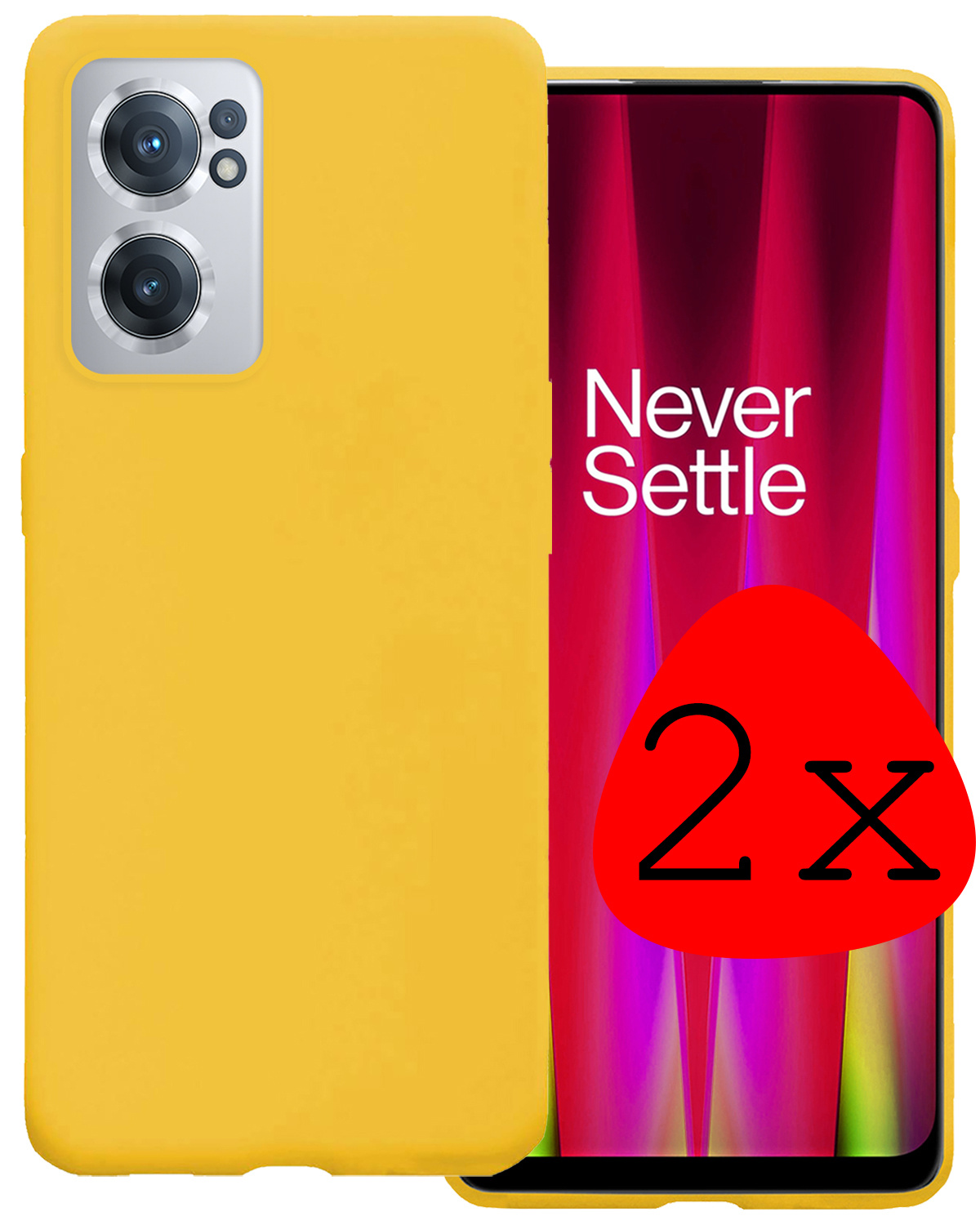 BASEY. Hoes Geschikt voor OnePlus Nord CE 2 Hoesje Siliconen Back Cover Case - Hoesje Geschikt voor OnePlus Nord CE 2 Hoes Cover Hoesje - Geel - 2 Stuks