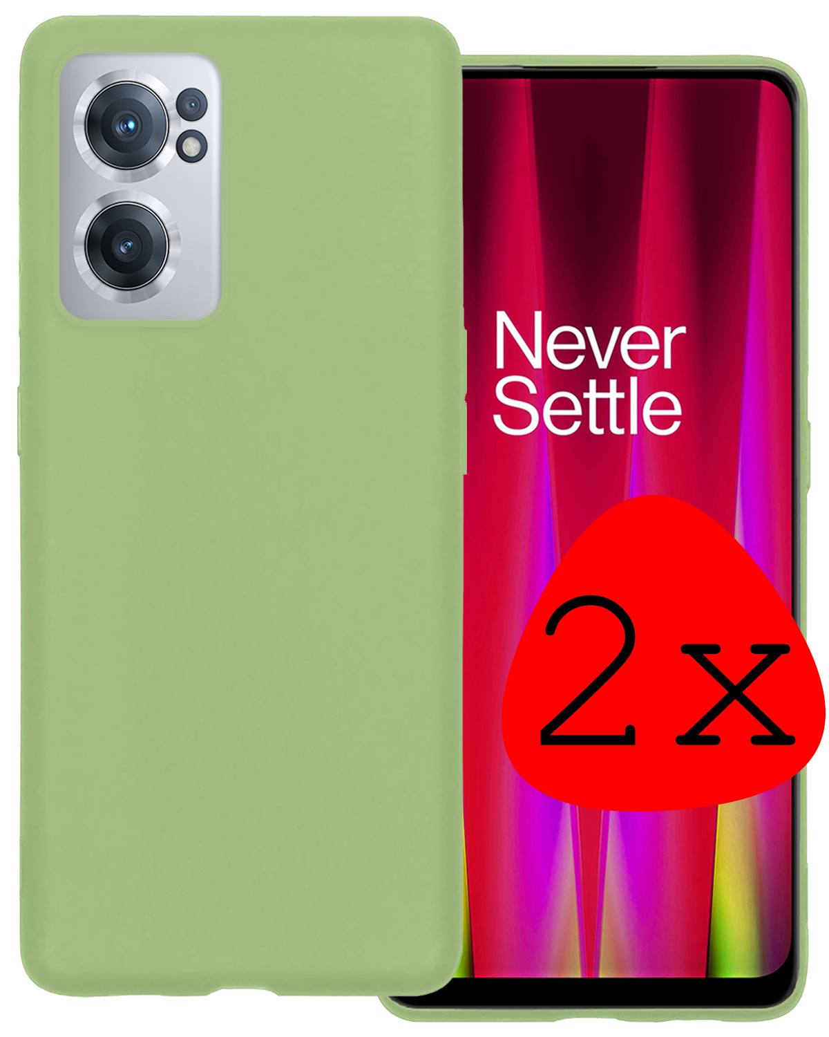 BASEY. Hoes Geschikt voor OnePlus Nord CE 2 Hoesje Siliconen Back Cover Case - Hoesje Geschikt voor OnePlus Nord CE 2 Hoes Cover Hoesje - Groen - 2 Stuks