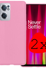 BASEY. Hoes Geschikt voor OnePlus Nord CE 2 Hoesje Siliconen Back Cover Case - Hoesje Geschikt voor OnePlus Nord CE 2 Hoes Cover Hoesje - Lichtroze - 2 Stuks