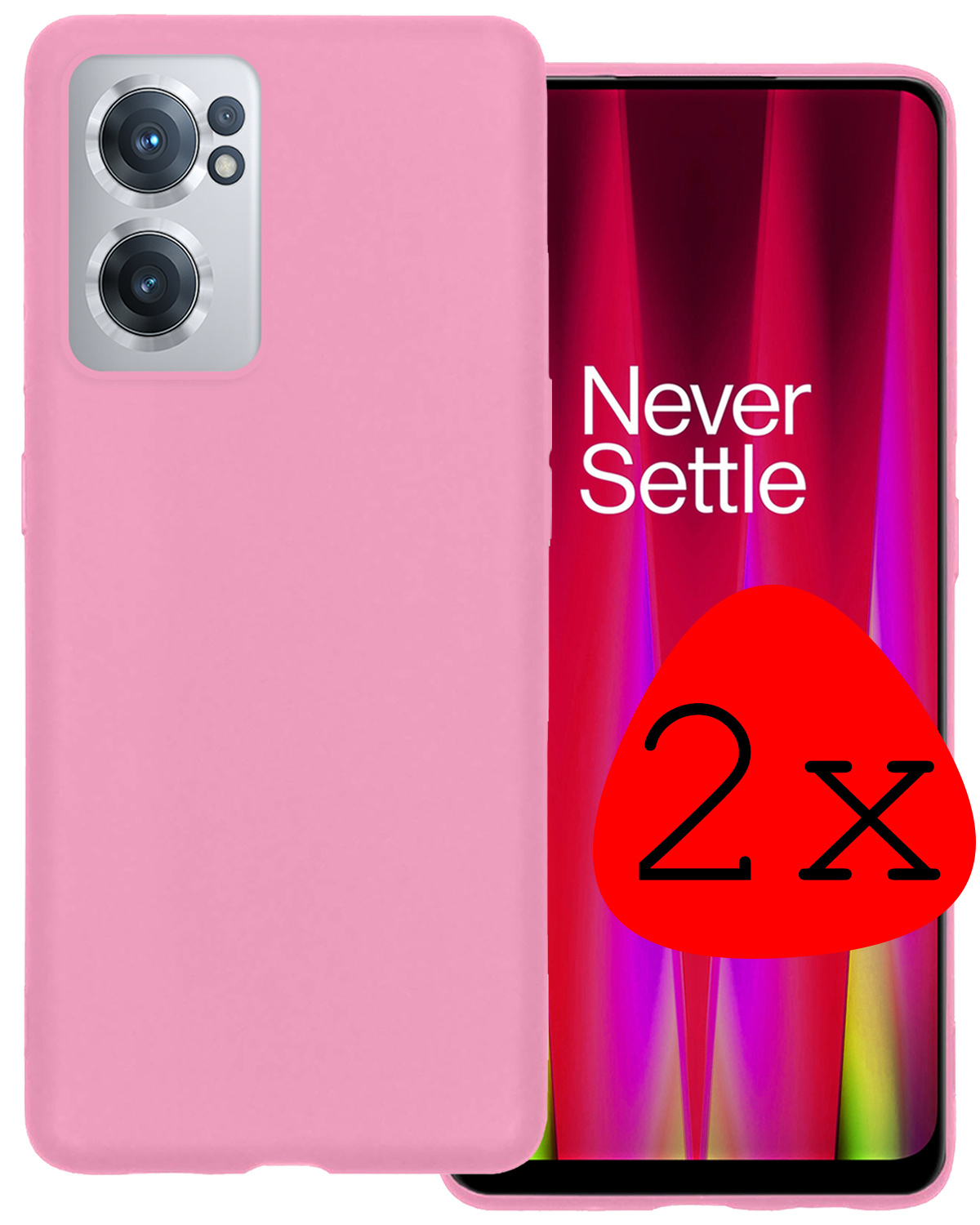 BASEY. Hoes Geschikt voor OnePlus Nord CE 2 Hoesje Siliconen Back Cover Case - Hoesje Geschikt voor OnePlus Nord CE 2 Hoes Cover Hoesje - Lichtroze - 2 Stuks
