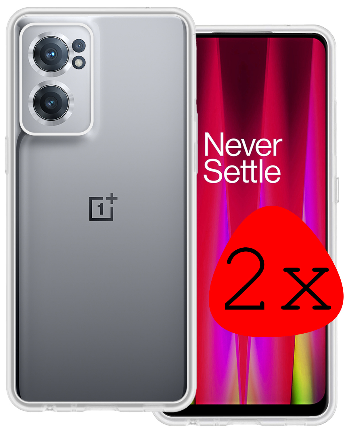 BASEY. Hoes Geschikt voor OnePlus Nord CE 2 Hoesje Siliconen Back Cover Case - Hoesje Geschikt voor OnePlus Nord CE 2 Hoes Cover Hoesje - Transparant - 2 Stuks