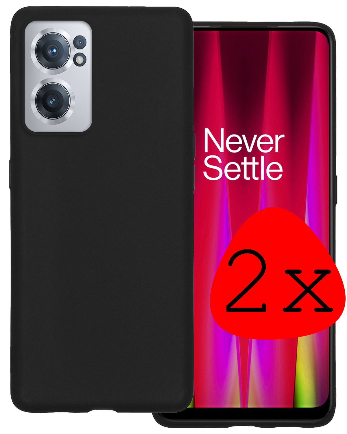 BASEY. Hoes Geschikt voor OnePlus Nord CE 2 Hoesje Siliconen Back Cover Case - Hoesje Geschikt voor OnePlus Nord CE 2 Hoes Cover Hoesje - Zwart - 2 Stuks