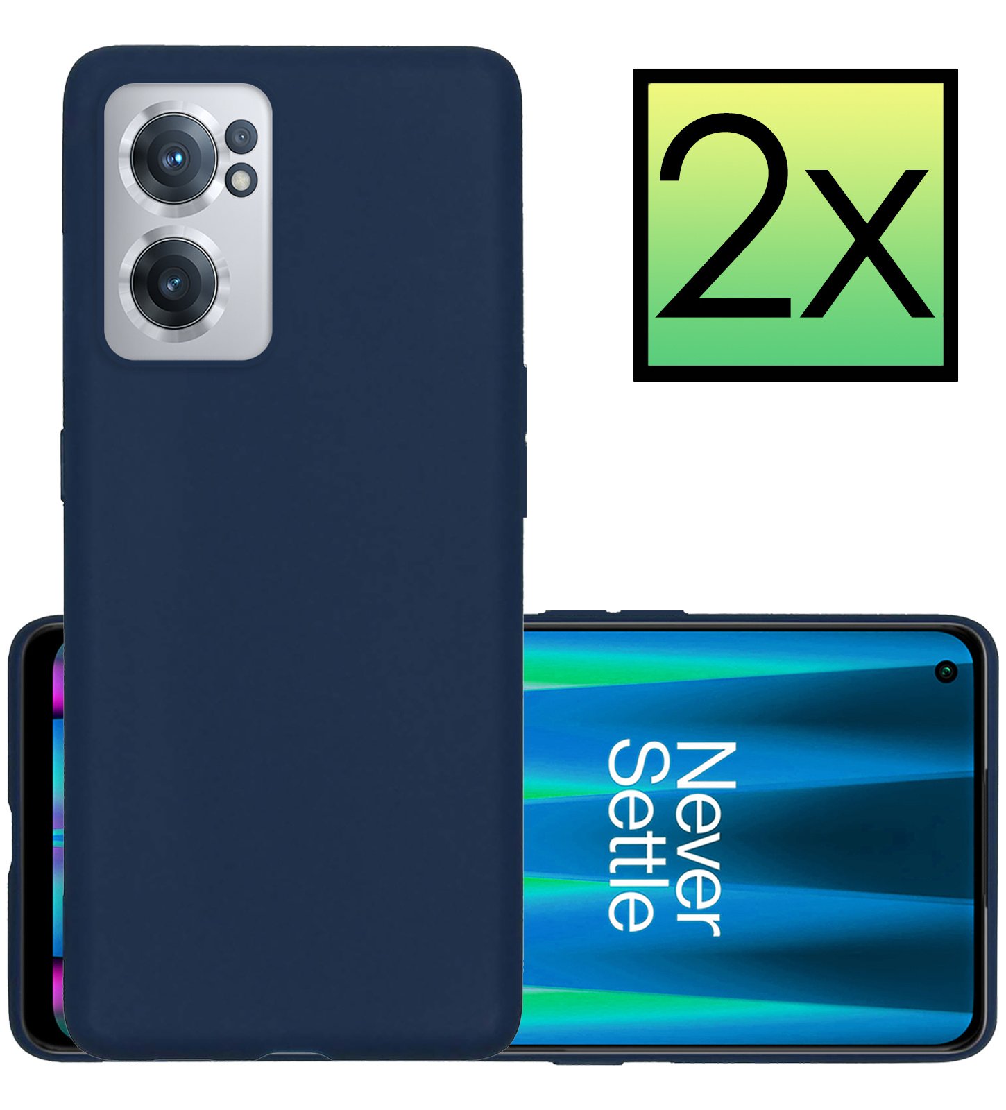 NoXx Hoes Geschikt voor OnePlus Nord CE 2 Hoesje Cover Siliconen Back Case Hoes - Donkerblauw - 2x