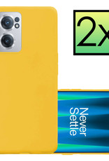NoXx Hoes Geschikt voor OnePlus Nord CE 2 Hoesje Cover Siliconen Back Case Hoes - Geel - 2x