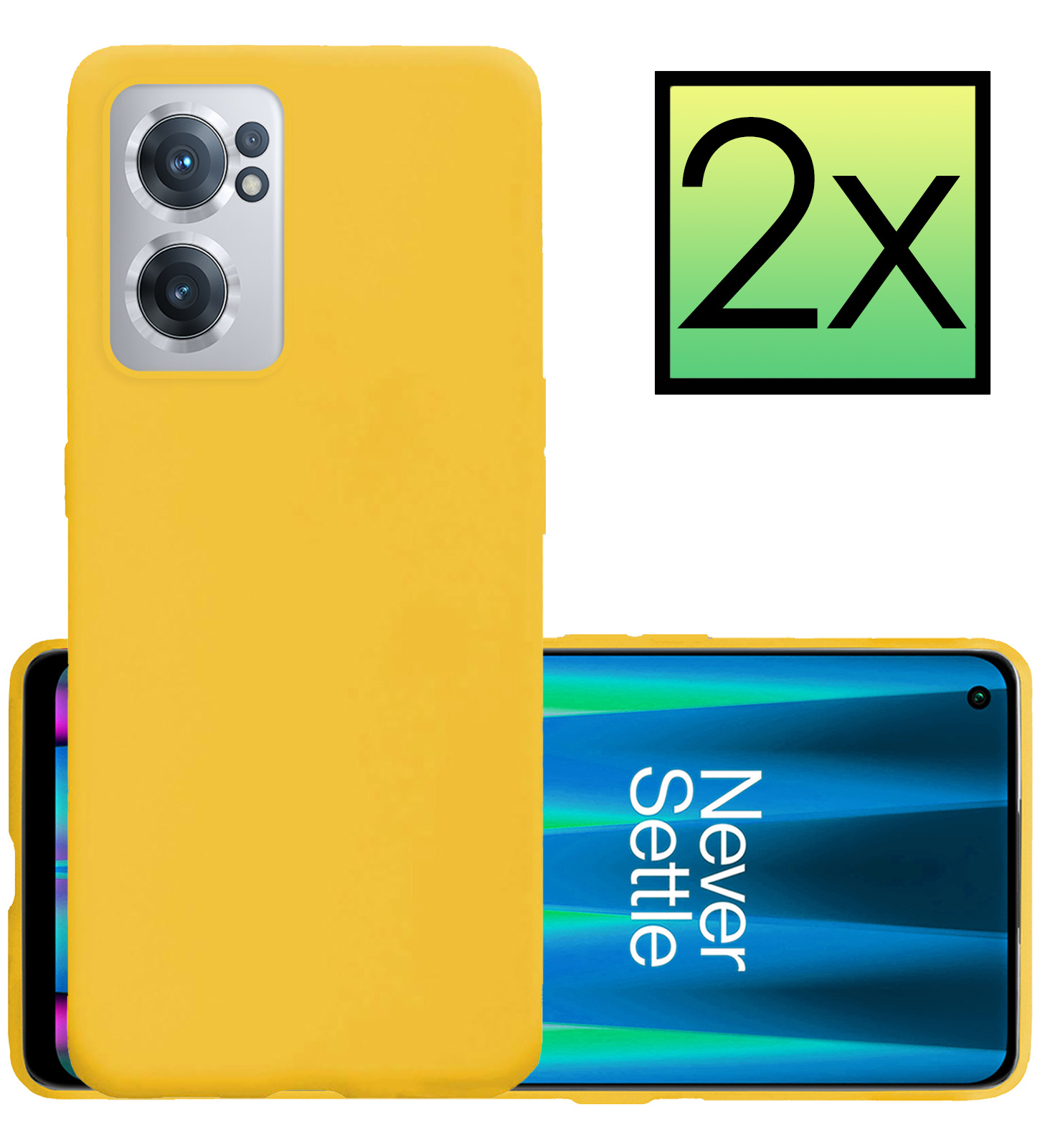 NoXx Hoes Geschikt voor OnePlus Nord CE 2 Hoesje Cover Siliconen Back Case Hoes - Geel - 2x
