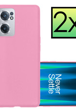 NoXx Hoes Geschikt voor OnePlus Nord CE 2 Hoesje Cover Siliconen Back Case Hoes - Lichtroze - 2x
