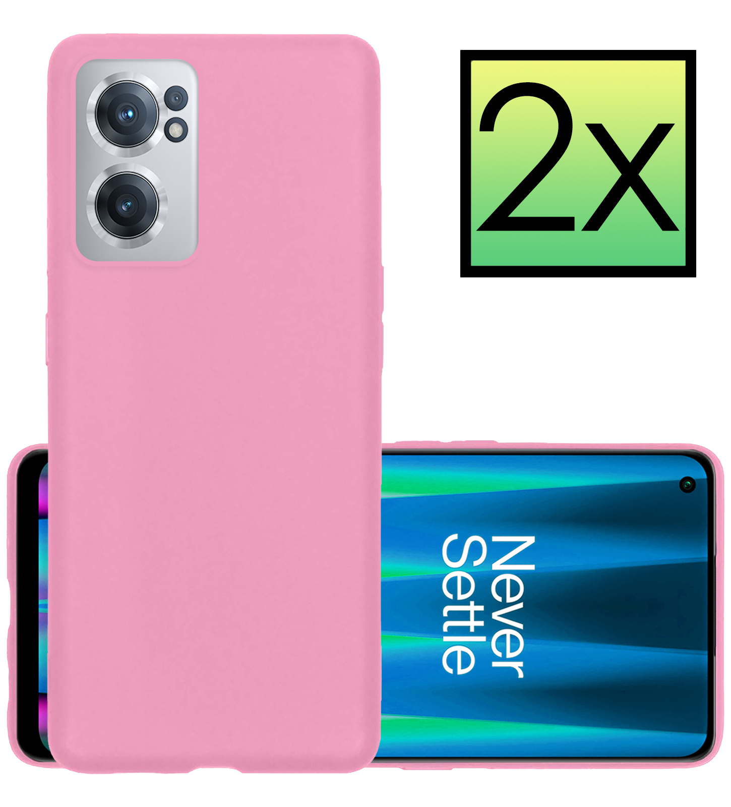 NoXx Hoes Geschikt voor OnePlus Nord CE 2 Hoesje Cover Siliconen Back Case Hoes - Lichtroze - 2x