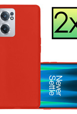 NoXx Hoes Geschikt voor OnePlus Nord CE 2 Hoesje Cover Siliconen Back Case Hoes - Rood - 2x