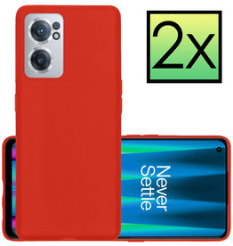 NoXx NoXx OnePlus Nord CE 2 Hoesje Siliconen - Rood - 2 PACK