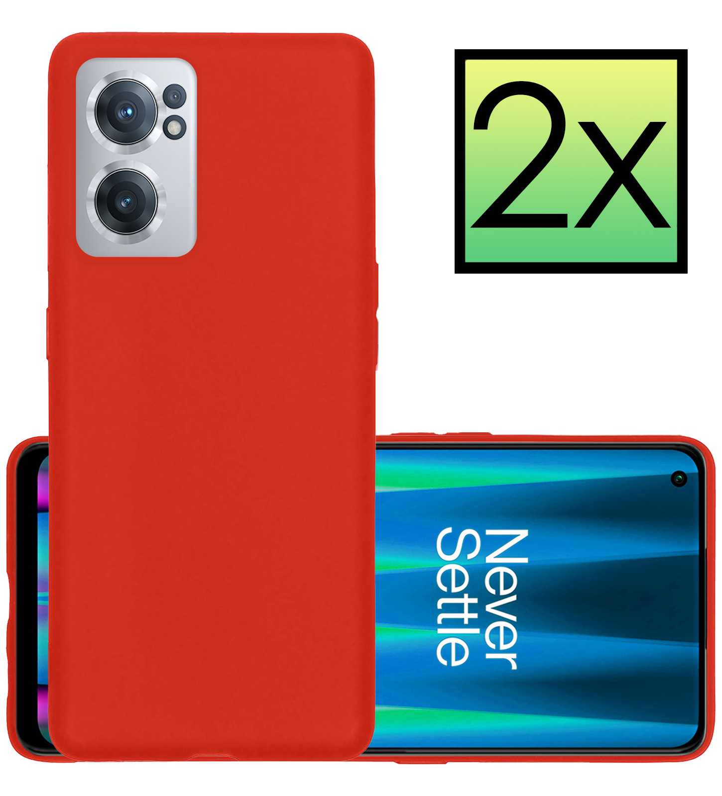 NoXx Hoes Geschikt voor OnePlus Nord CE 2 Hoesje Cover Siliconen Back Case Hoes - Rood - 2x