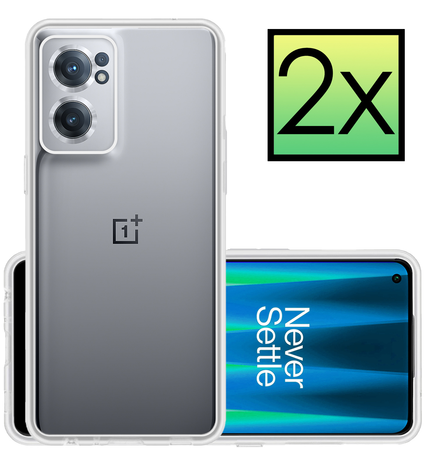 NoXx Hoes Geschikt voor OnePlus Nord CE 2 Hoesje Cover Siliconen Back Case Hoes - Transparant - 2x