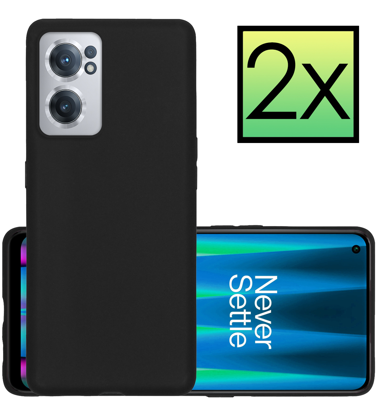 NoXx Hoes Geschikt voor OnePlus Nord CE 2 Hoesje Cover Siliconen Back Case Hoes - Zwart - 2x