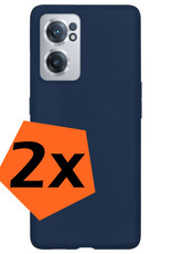 Nomfy Hoesje Geschikt voor OnePlus Nord CE 2 Hoesje Siliconen Cover Case - Hoes Geschikt voor OnePlus Nord CE 2 Hoes Back Case - 2-PACK - Donkerblauw