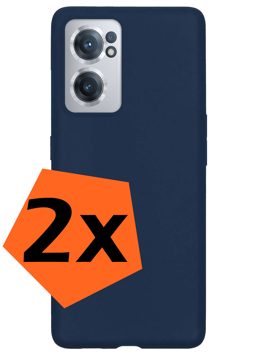 Nomfy Hoesje Geschikt voor OnePlus Nord CE 2 Hoesje Siliconen Cover Case - Hoes Geschikt voor OnePlus Nord CE 2 Hoes Back Case - 2-PACK - Donkerblauw