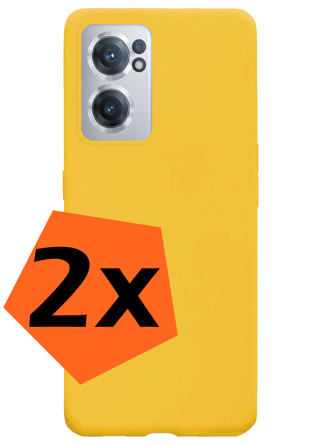 Nomfy Hoesje Geschikt voor OnePlus Nord CE 2 Hoesje Siliconen Cover Case - Hoes Geschikt voor OnePlus Nord CE 2 Hoes Back Case - 2-PACK - Geel