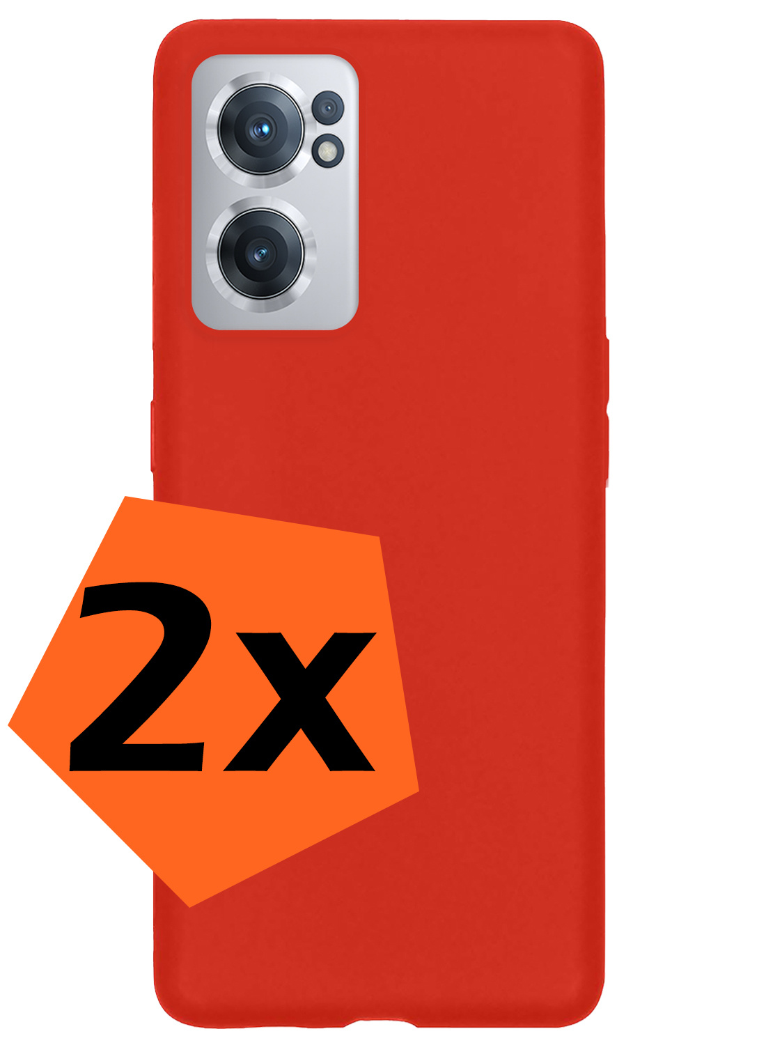 Nomfy Hoesje Geschikt voor OnePlus Nord CE 2 Hoesje Siliconen Cover Case - Hoes Geschikt voor OnePlus Nord CE 2 Hoes Back Case - 2-PACK - Rood