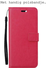BASEY. Hoes Geschikt voor OnePlus Nord CE 2 Hoesje Bookcase Hoes Flip Case Book Cover - Hoesje Geschikt voor OnePlus Nord CE 2 Hoes Book Case Hoesje - Donkerroze