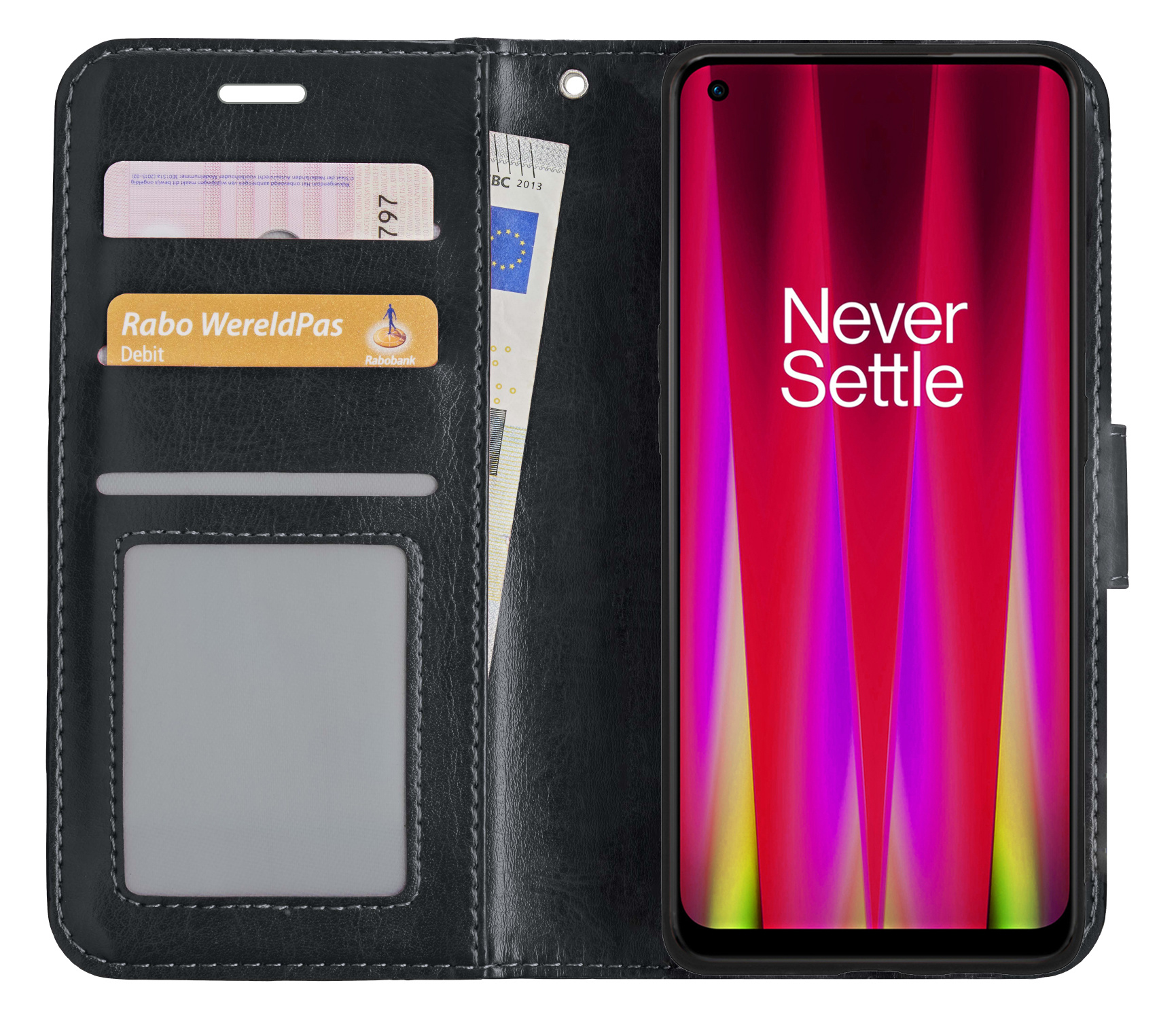BASEY. Hoes Geschikt voor OnePlus Nord CE 2 Hoesje Bookcase Hoes Flip Case Book Cover - Hoesje Geschikt voor OnePlus Nord CE 2 Hoes Book Case Hoesje - Zwart