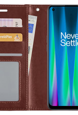 NoXx Hoes Geschikt voor OnePlus Nord CE 2 Hoesje Book Case Hoes Flip Cover Wallet Bookcase - Bruin