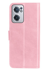 NoXx Hoes Geschikt voor OnePlus Nord CE 2 Hoesje Book Case Hoes Flip Cover Wallet Bookcase - Lichtroze