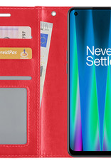 NoXx Hoes Geschikt voor OnePlus Nord CE 2 Hoesje Book Case Hoes Flip Cover Wallet Bookcase - Rood