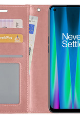 NoXx Hoes Geschikt voor OnePlus Nord CE 2 Hoesje Book Case Hoes Flip Cover Wallet Bookcase - Rosé goud