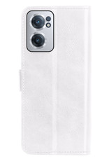 NoXx Hoes Geschikt voor OnePlus Nord CE 2 Hoesje Book Case Hoes Flip Cover Wallet Bookcase - Wit