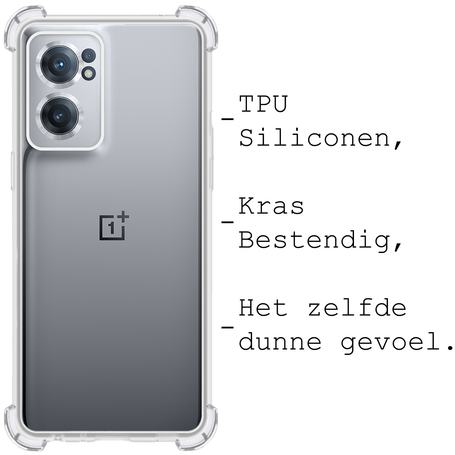 BASEY. Hoes Geschikt voor OnePlus Nord CE 2 Hoesje Shock Proof Case Hoes Siliconen Met 2x Screenprotector - Hoesje Geschikt voor OnePlus Nord CE 2 Hoes Cover Shockproof - Transparant